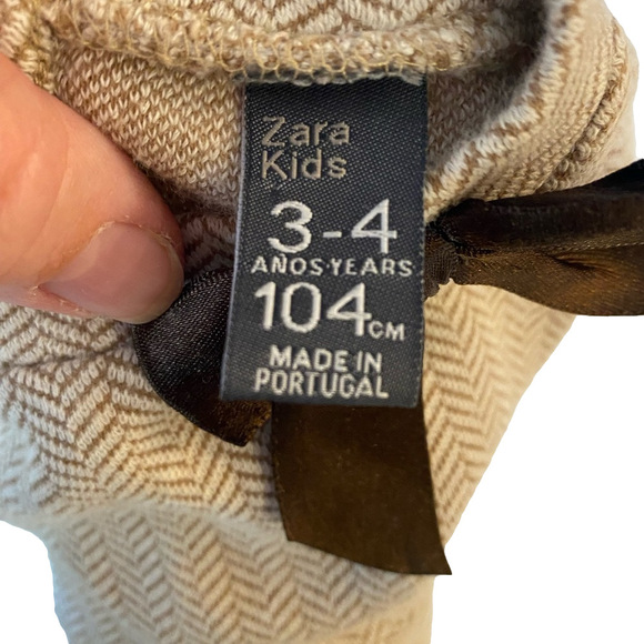 Girls' Zara Kids Dress, Size 3-4 Years, Beige & Brown - Picture 5 of 5